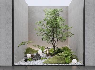 现代室内植物景观造景3D模型下载